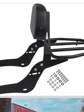 Universal Black Motorcycle Sissy Bar Backrest with Luggage Rack